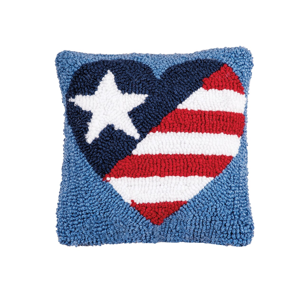 Patriotic Heart U.S.A. Flag Hooked Mini Accent Pillow, 8" x 8"